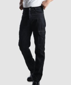 Men Straight Fit High-Rise Black Cargo Jeans