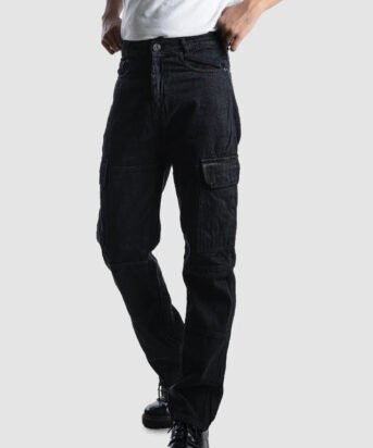 Men Straight Fit High-Rise Black Cargo Jeans
