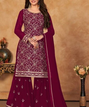Women's Ethnic  Wear Embroidery Pakistani Style Kurta Sharara And Dupatta