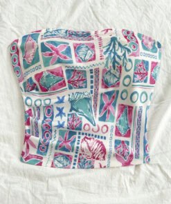 Multicolor Abstract Print Strapless Tube Top