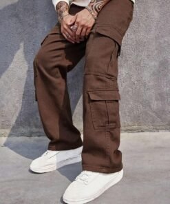 Men Flap Pocket Cargo Trouser In Brown