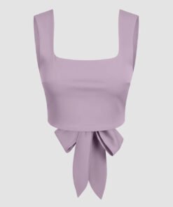 Round neckline Solid Active Tank Top in Lilac