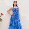 Women's Blue Beautiful Faux Georgett Ethnic Festive Wear Girlie Gown