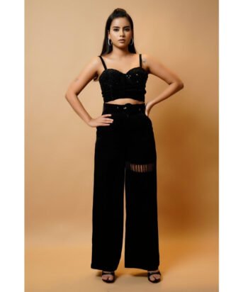 Hello Hi Black Velvet Corset Co-Ord (Set of 2)