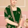 Women's Bottle Green Georgette Heavy Coding With Zircon Embroidery Work Saree