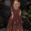 Simar Jacquard Festive Readymade Gown in Brown with Zari work-750059