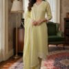 Pista Green Malmal Cotton Resham And Zari Embroidered Suit