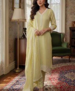 Pista Green Malmal Cotton Resham And Zari Embroidered Suit