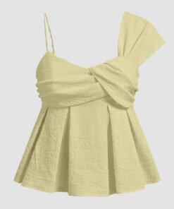 Asymmetric One Shoulder Ruffle Peplum Top in Yellow