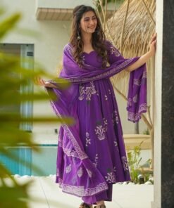 Women's Purple Heavy Cotton Heavy Digital Printed Anarkali Sets