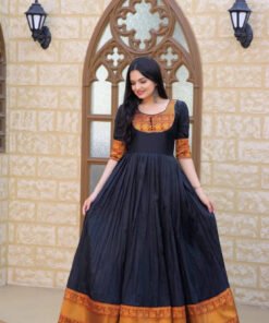 Women's Black Taffeta Weaving Gown