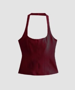 Burgundy Halter Neck Corset Top