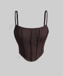 Corset Style Basic Top In Chocolate Fondae