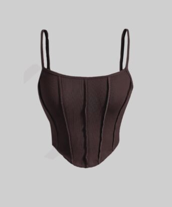 Corset Style Basic Top In Chocolate Fondae