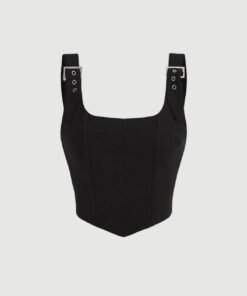 Corset Style Buckle Detail Sleeveless Top