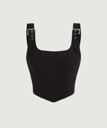 Corset Style Buckle Detail Sleeveless Top