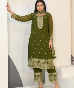 Women's Designer Fox Georgette Pakistani Suit With Embroidered Work