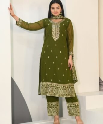 Women's Designer Fox Georgette Pakistani Suit With Embroidered Work
