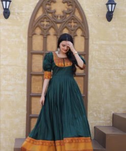 Women's Green Taffeta Weaving Gown