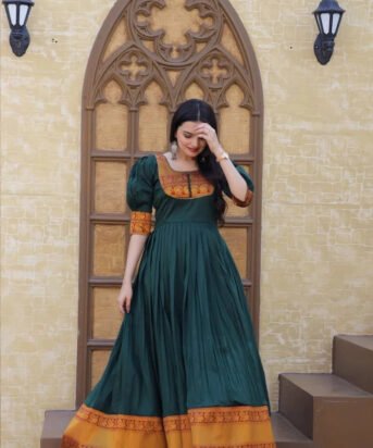 Women's Green Taffeta Weaving Gown