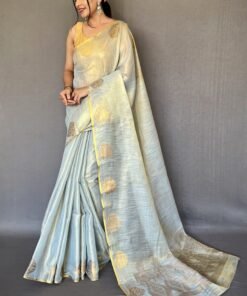 Women's Sky Blue Gulabo Banarasi Tissue Silk Zari Saree
