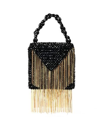 Hello Hi Natali Black Embellished Mini Bag with Gold Chain
