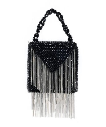 Hello Hi Natali Black Embellished with Silver Chain Mini Handbag