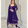 Women's Purple Faux Georgette Printed Anarkali set