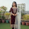 Women's Maroon Color Velvet Designer Embroidery Work Pakistani Suit
