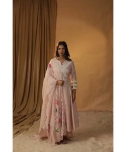 Hello Hi Baby Pink A-Line Anarkali Kurta & Pant with Dupatta (Set of 3)