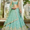 Chinnon Traditional Reception Wedding Lehenga In Green color-41069