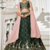 Chinnon Traditional Reception Wedding Lehenga In Green color-41071