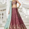 Chinnon Traditional Reception Wedding Lehenga In Rose Gold color-41072