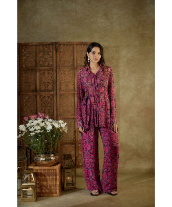 Hello Hi Pink Printed Co-Ord with Embroidery (Set of 3)