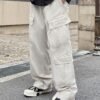 Men Fashion Multi Pocket Casual Breathable Baggy Cargo Pants In Apricot