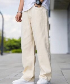 Men Relaxed Fit Mid Rise Beige Trouser