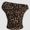 Off-Shoulder Leopard Print Fitted Stylish Draped Design Top