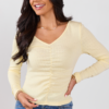 Lillian Yellow Ruched Front Long Sleeve Top