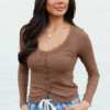 Emily Brown Lace Trim Long Sleeve Top