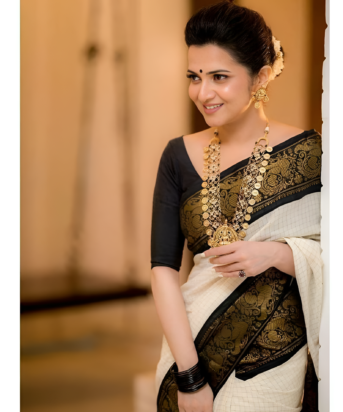 Women's Off White Pading Saree With Embroidery Work Lace