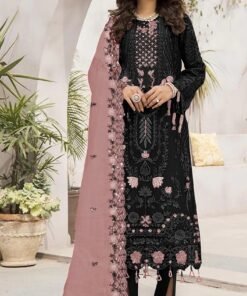 Women's Black Embroidered Georgette Semi-Stitched Pakistani Salwar Suit