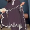 Women's Wine Embroidered Faux Georgette Free Size Stitched Pakistani Salwar Suit