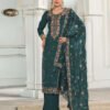 Women's Rama Embroidered Muga Silk Semi-Stitched Pakistani Salwar Suit