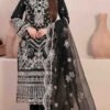Women's Black Embroidered Georgette Semi-Stitched Pakistani Salwar Suit