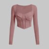 Ribbed Blush Pink Corset Style Top