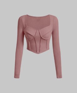 Ribbed Blush Pink Corset Style Top