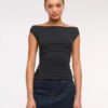 Solid Boat Neck Off Shoulder Top In Black