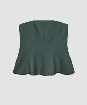 Strapless Peplum Bustier Top In Olive Green