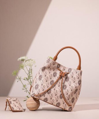 Hello Hi Womens Florida Bucket Bag Walnut with Pouch