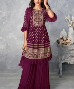 Women's Ethnic Wear Nyra Cut Embroidery Pakistani Style Kurti Sharara And Dupatta